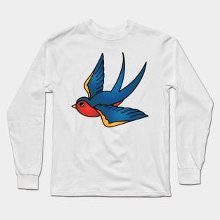 Traditional Swallow Tattoo Design Long Sleeve T-Shirt